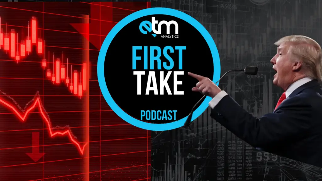 Podcast image with stock market chart and speaker